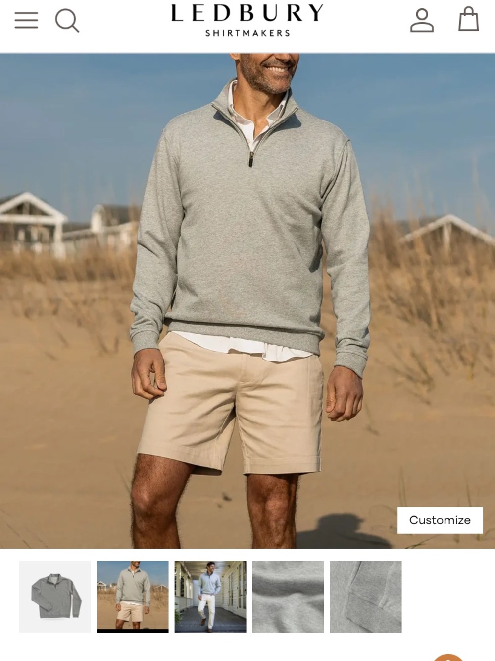 Men's Gray Quarter-Zip Sweater